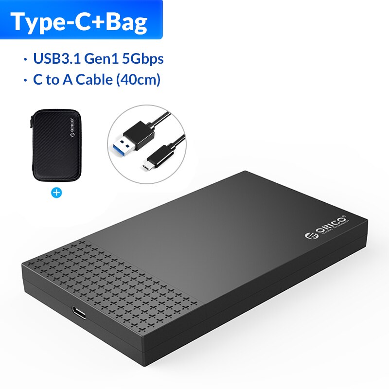 Orico Type-C USB3.1 Sata Naar Usb Hard Drive Behuizing Voor Ssd Hdd Ondersteuning Uasp 5Gbps Hd Externe harde Schijf Case: Type-C add bag