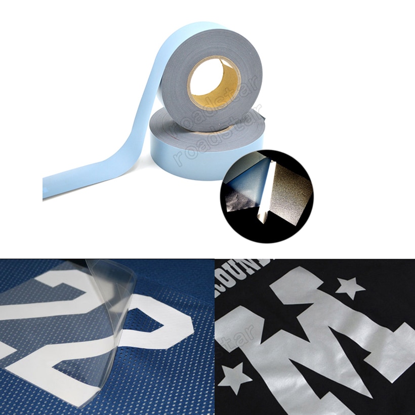 Høj synlighed sikkerhed varmeoverførsel vinyl film diy sølv reflekterende jern på stof tøj tape
