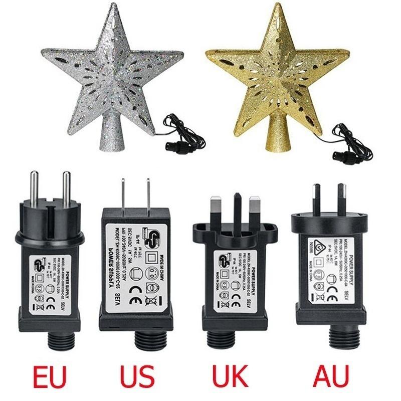 2Pcs Glitter Fünfzackigen Stern Weihnachten Baum T... - Viceal