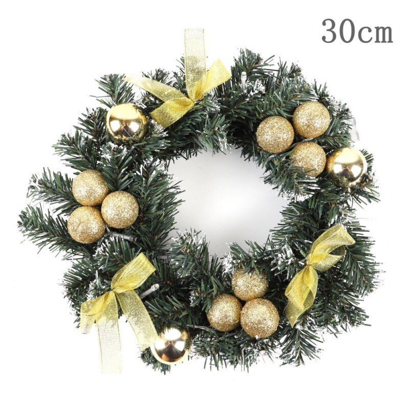 Christmas Wreath With Battery Powered LED Light String Front Door Hanging Garland Home Decorations: G2
