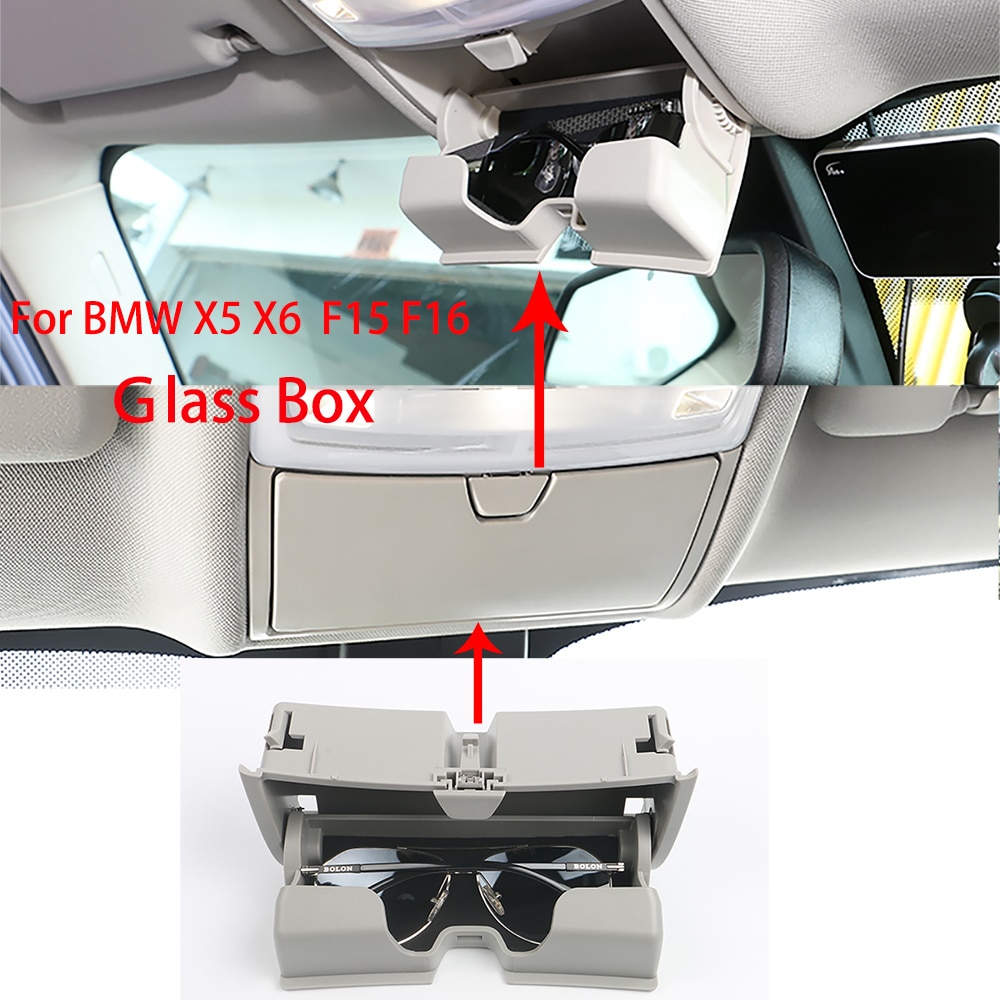 Bil solbrille tilfælde holder briller boks bur klip arrangør plast opbevaringsboks til bmw  x5 x6 f15 f16
