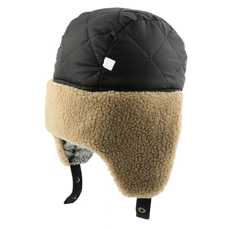 Camoland plaid bomber hat til mænd kvinder øreklap russisk ushanka kasket med beskyttelsesbriller termisk imiteret berber fleece trapper pilot hat