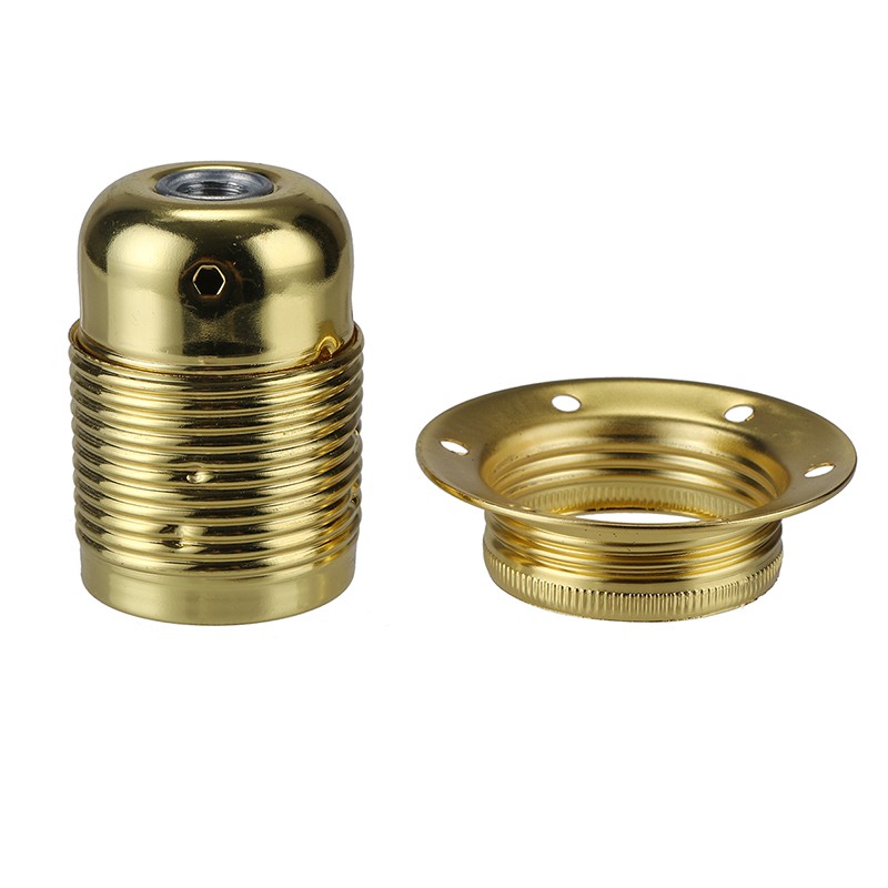 Portalámparas de Metal E27 E26, casquillo de lámpara Edison Vintage pulido con anillo, Base de lámpara DIY para accesorio de iluminación: Oro / 2G7