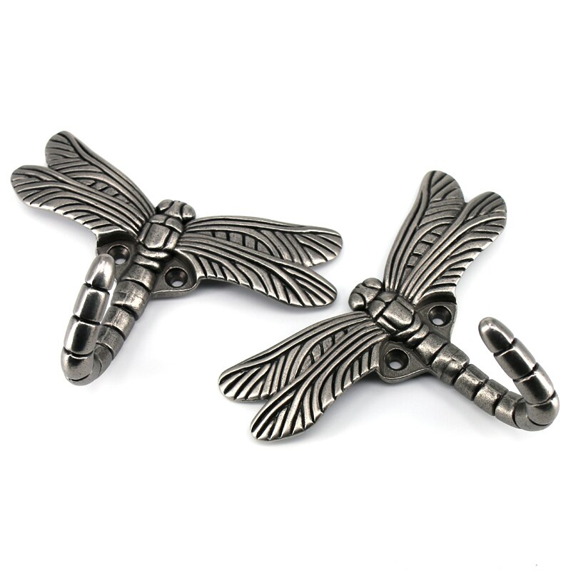 2pcs Dragonfly Shape Wall Hook Key Holder Wall-Mounted Hooks For Hanging Coat Hanger Metal Hooks For Clothes