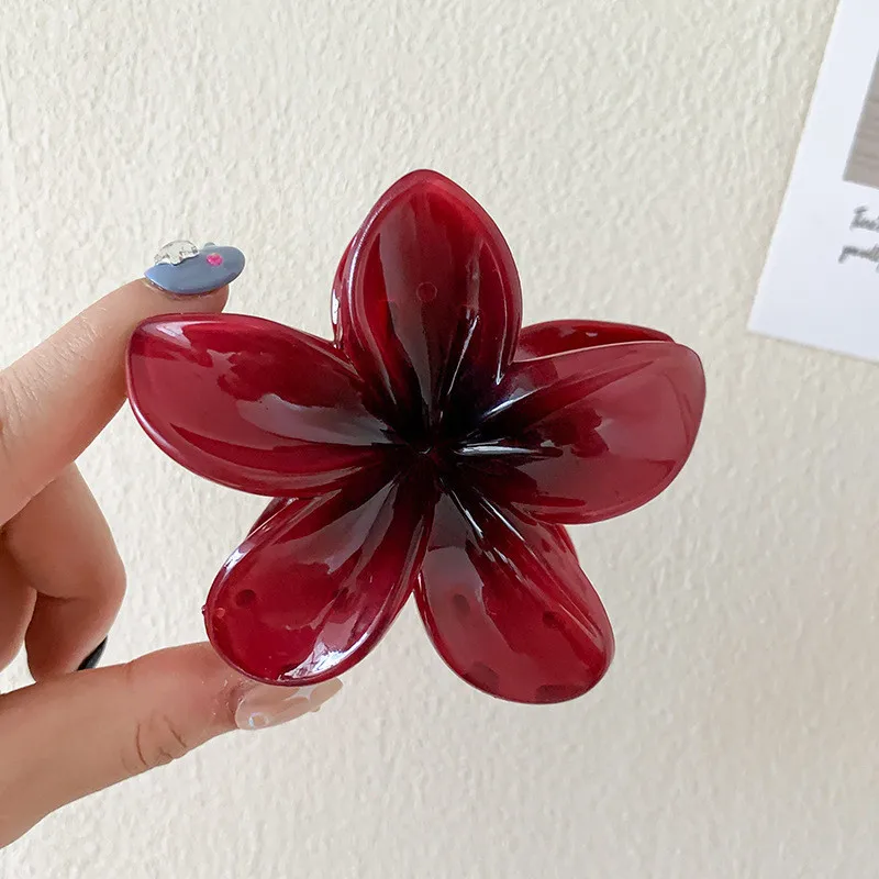 8CM Gradient Large Flower Acrylic Hair Clip For Women Sweet Hair Claws Crab Clamp Barrettes Hawaiian Headwear Accessories