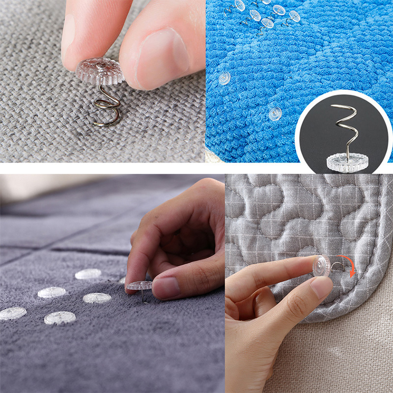 KRABALL 50/100 pièces épingles à ongles torsadées transparentes pour feuille de canapé broche à tête en plastique fixation à vis boucle de sécurité pour couvertures fixes