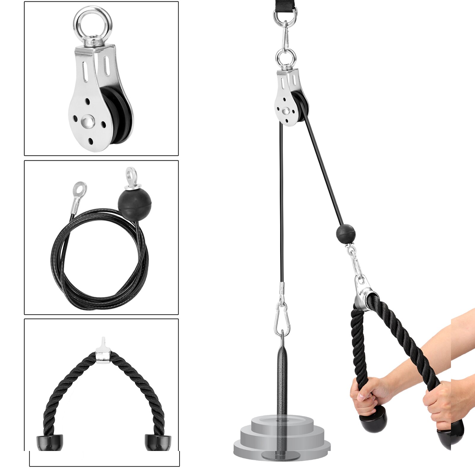 Gym Fitness DIY Pulley Cable Machine Attachments Pull Down Machine Full Set F1094 Back Muscle Biceps Triceps Blaster Trainer: Set B