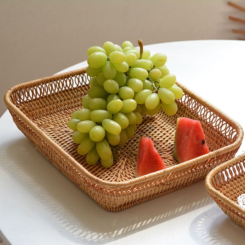 Gevlochten opbergmand rotan broodmand fruitmand serveermanden voor thuis keuken bureau snoep diversen organizer