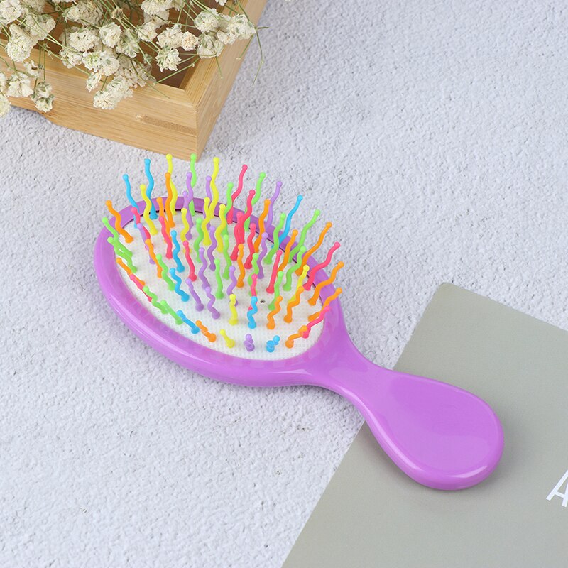 Baby Boys Girls Hair Comb Candy Color Plastic Hair Brush Child Portable Travel Anti-static Comfortable Head Massager Combs: Purple