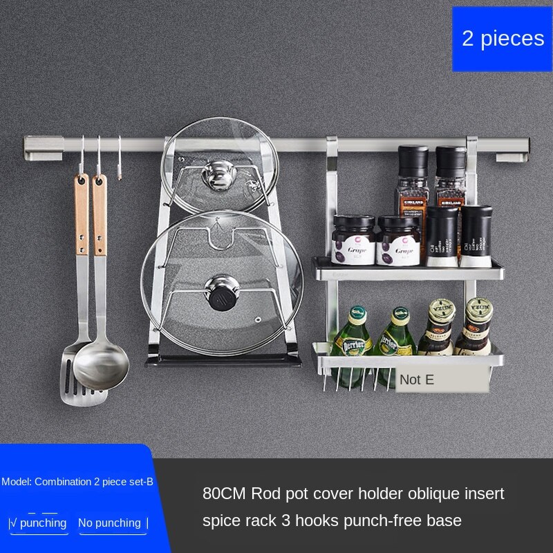 Stainless steel kitchen shelf wall hanging sauce rack hanging rack kitchen counter storage rack: style 7