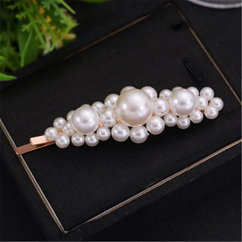 Pearl Hair Clip for Women Girl Korean Snap Barrette Stick Hairpin Hair Styling Accessories: 5