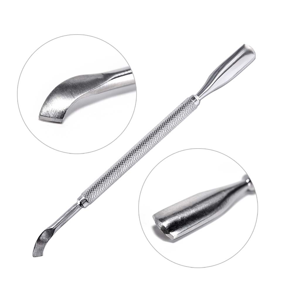 KADS-empujador de cutículas para manicura y pedicura, herramienta de manicura y pedicura, de doble extremo, de acero inoxidable, removedor de piel muerta, 1 ud.: 3