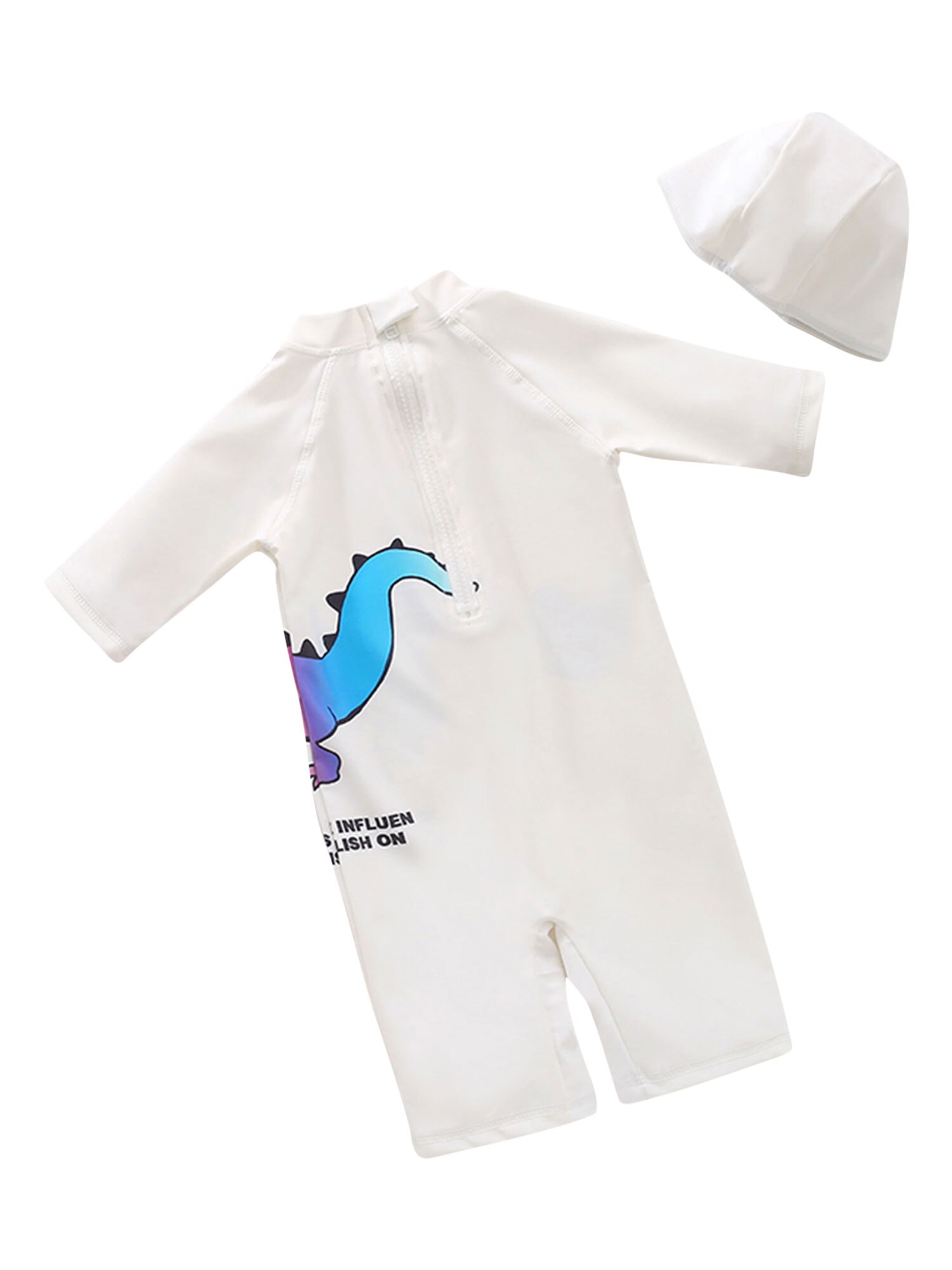 Jongen Badpak Set Cartoon Animal Print Rits Playsuit En Cap Twee Stuk Pak Voor Zwemmen Strand