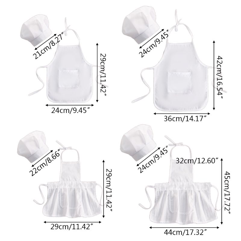 Delantal y sombrero de Chef para bebé, disfraz de cocinero blanco para niño, accesorio de fotografía, 2 uds., N1HB