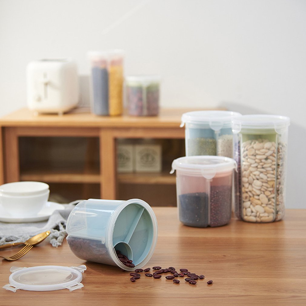 Food Storage Box Cylindrical Rice Beans Storage Jar Seal Cover Kitchen Multigrain Sealed Snacks Dried Fruit Grains Storage Tank