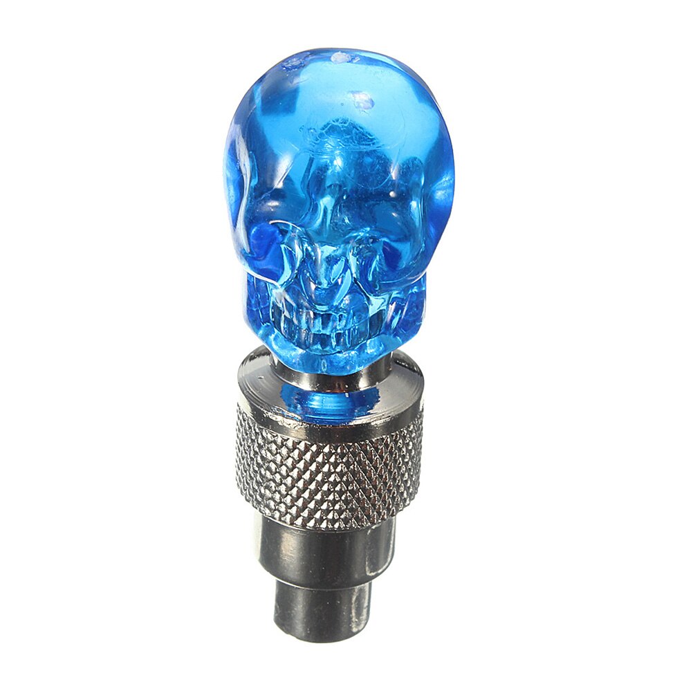 2pcs Skull Shape Valve Cap LED Light Wheel Tyre Lamp For Car Motorbike Bike: blue
