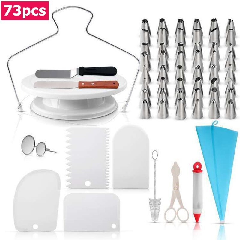 108pcs/set Cake Decorating Tools Cupcake Decorating Kit Baking Supplies Rotating Turntable Stand Piping Bags Pastry Baking Tool: 73pcs B