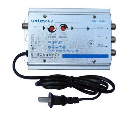 Seebest H2 1 in 3 out TV signal amplifier 30db gain EQ adjustable RF signal amplifie Antenna signal amplifier for TV