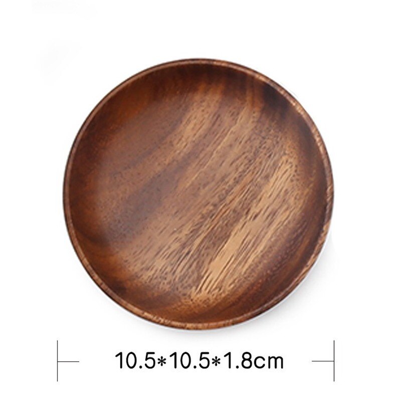 Ronde Massief Houten Plaat Hele Acacia Hout Fruit Gerechten Houten Schotel Thee Dienblad Dessert Diner Ontbijt Plaat Servies Set: 10.5x1.8cm