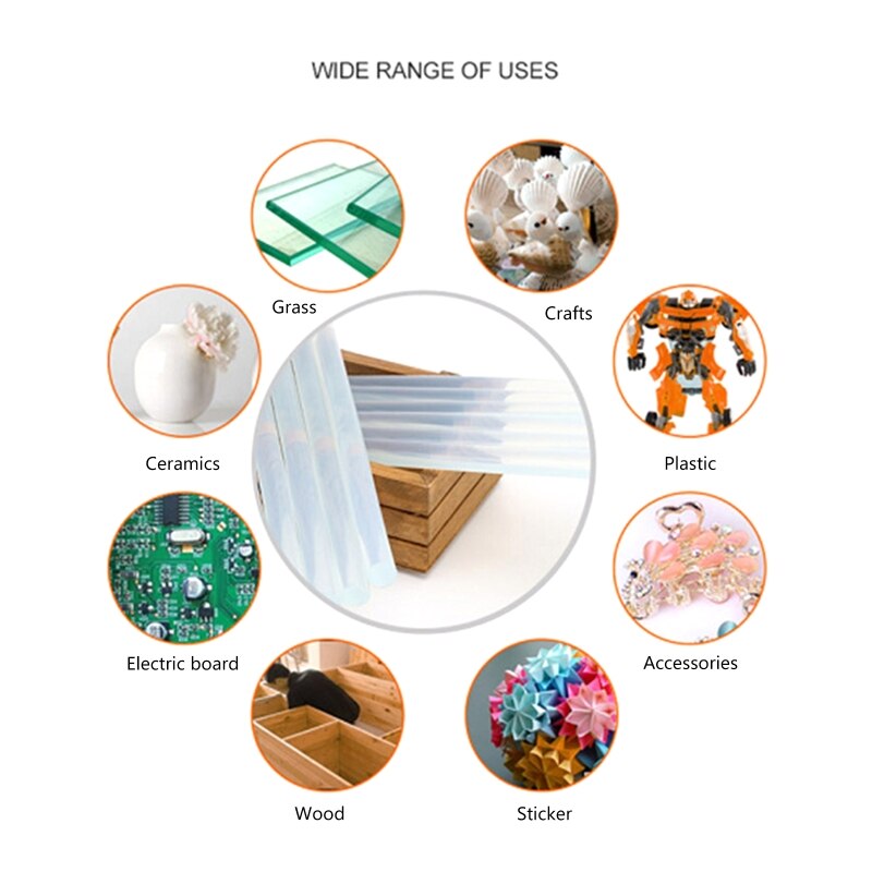 Clear Glue Adhesive -melt Glue Stick Transparent 7mm Diameter 100mm Length for Diy Craft Sealing Repairing Q84D
