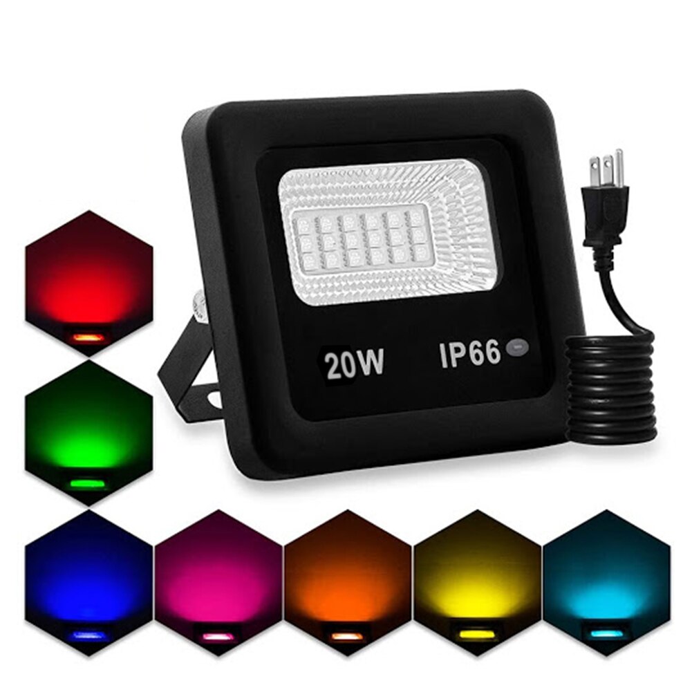 35W Led Spotlight Rgb Flood Light Outdoor/Indoor Met App Controle Muziek Sync Timer Dimmen Licht Kleur Veranderende schijnwerper: mixing color US