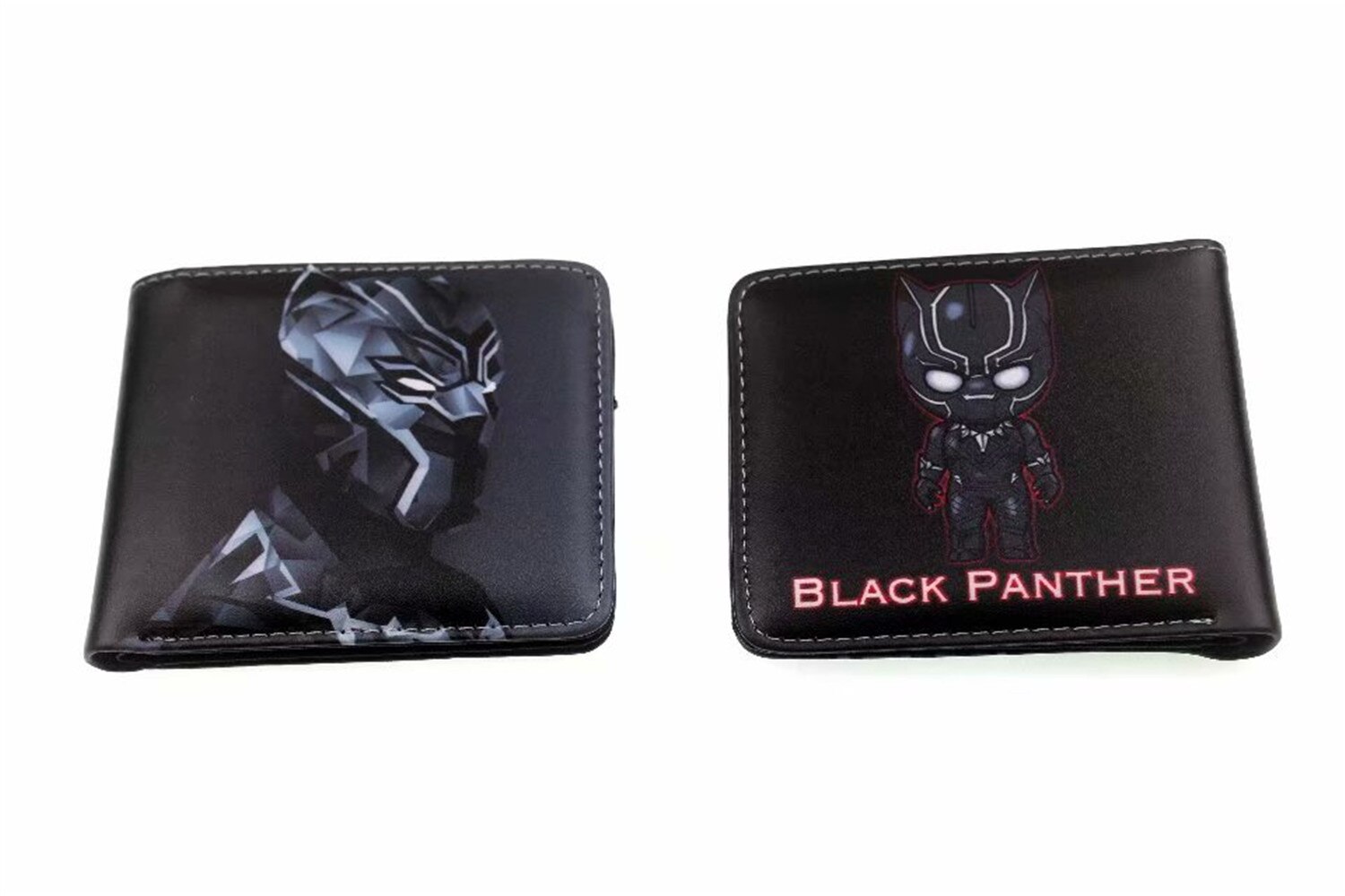 Noir panthère hommes femmes portefeuille en cuir synthétique polyuréthane porte-monnaie unisexe portefeuilles ID/crédit porte-carte: 2