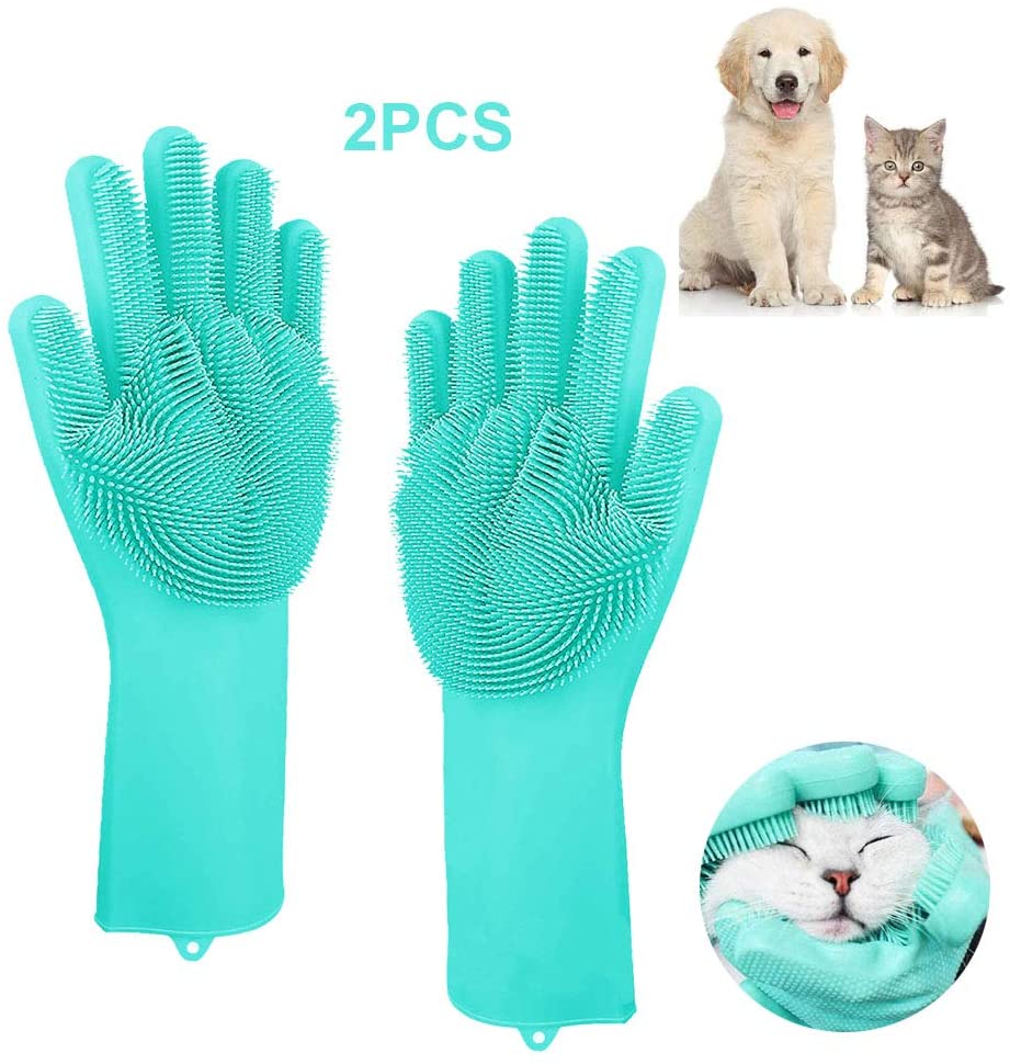 Guanti per la pulizia della toelettatura degli animali domestici cane gatto bagno Shampoo guanto Scrubber magia lavapiatti spugna guanto per depilazione in silicone