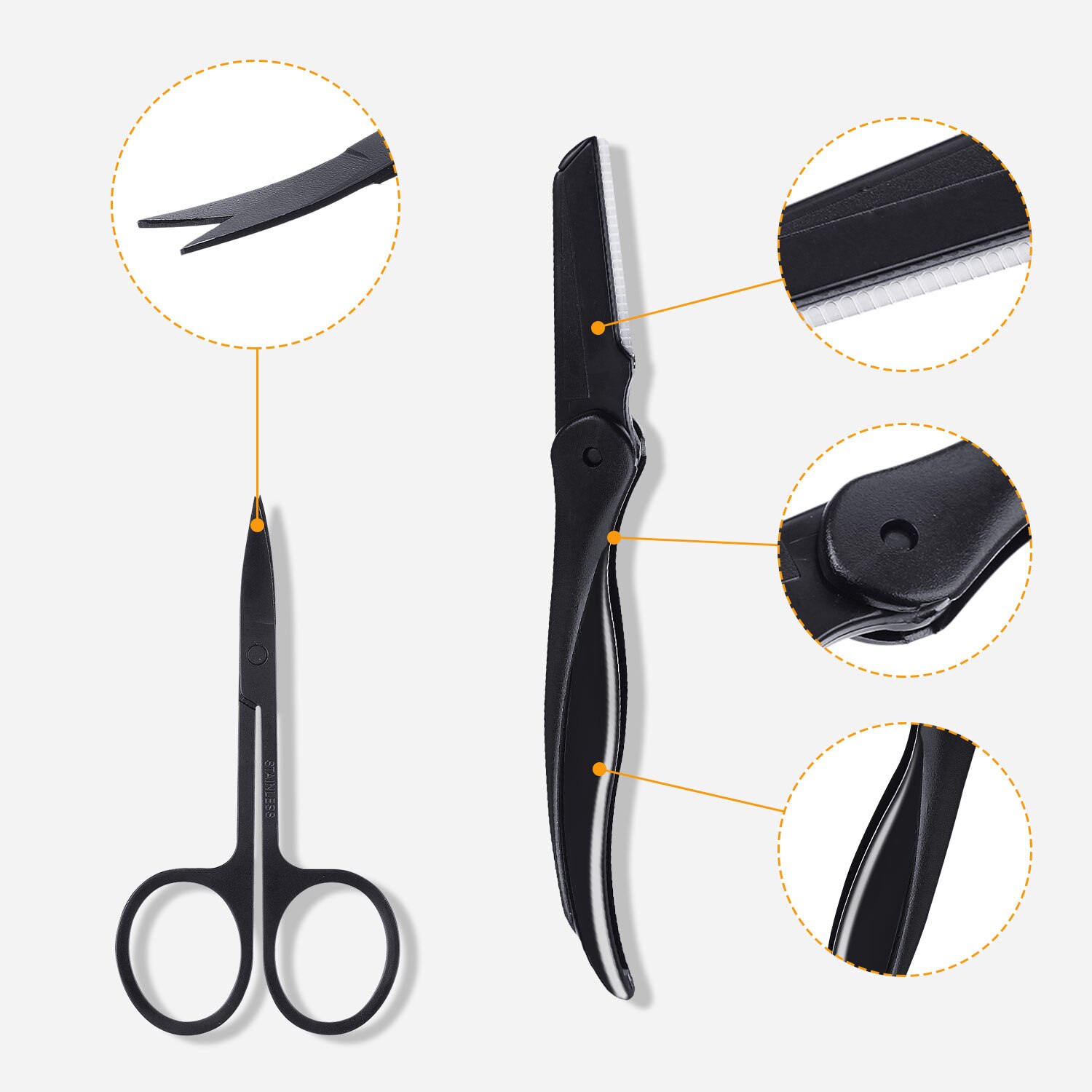 8 in 1 man Eyebrow Trimming Kit with Case Portable Tweezer and Scissor Set for Eyebrow Grooming Eyebrow Care Kit for Men Women