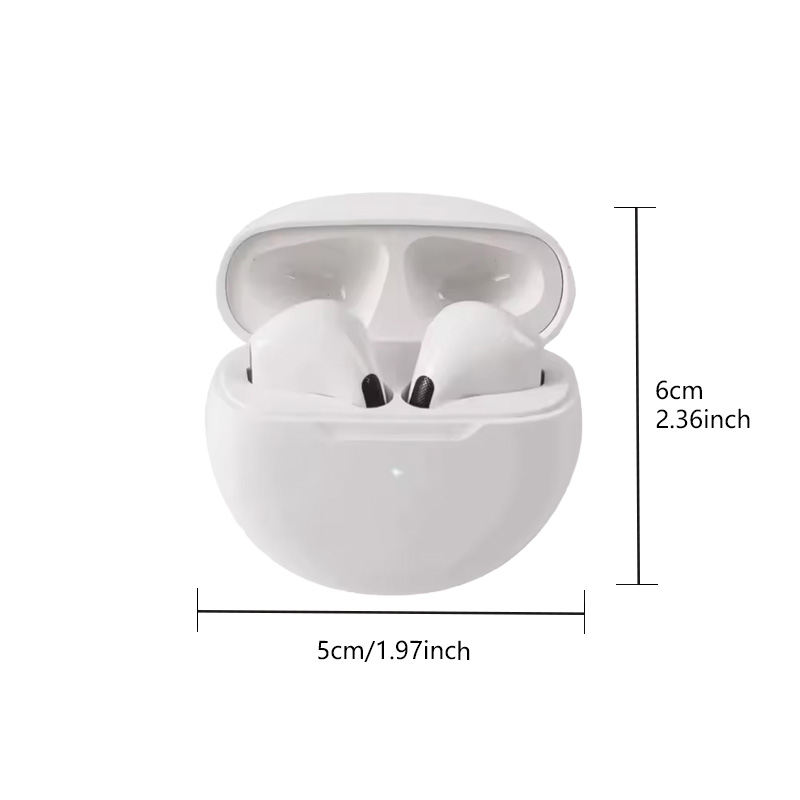 Fones de ouvido PRO6-Wireless, compactos e portáteis, fones de ouvido sem fio intra-auriculares com mini pontas de ouvido e estojo de carregamento