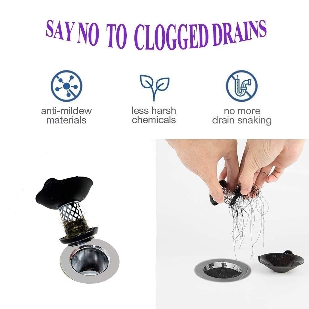 Shower Drain Hair Catcher with Bathtub Stopper 2-in-1 Bathtub Drain Cover Prevent Hair Clogs Sink Filter Bathroom Gadgets
