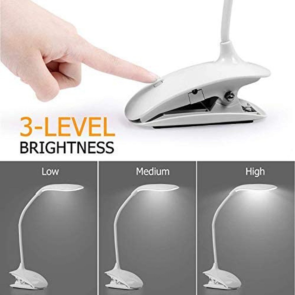 USB Charging Long Arm Folding Clip Lamp Reading Eye Protection Lamp With Touch Panel Chargeable Light