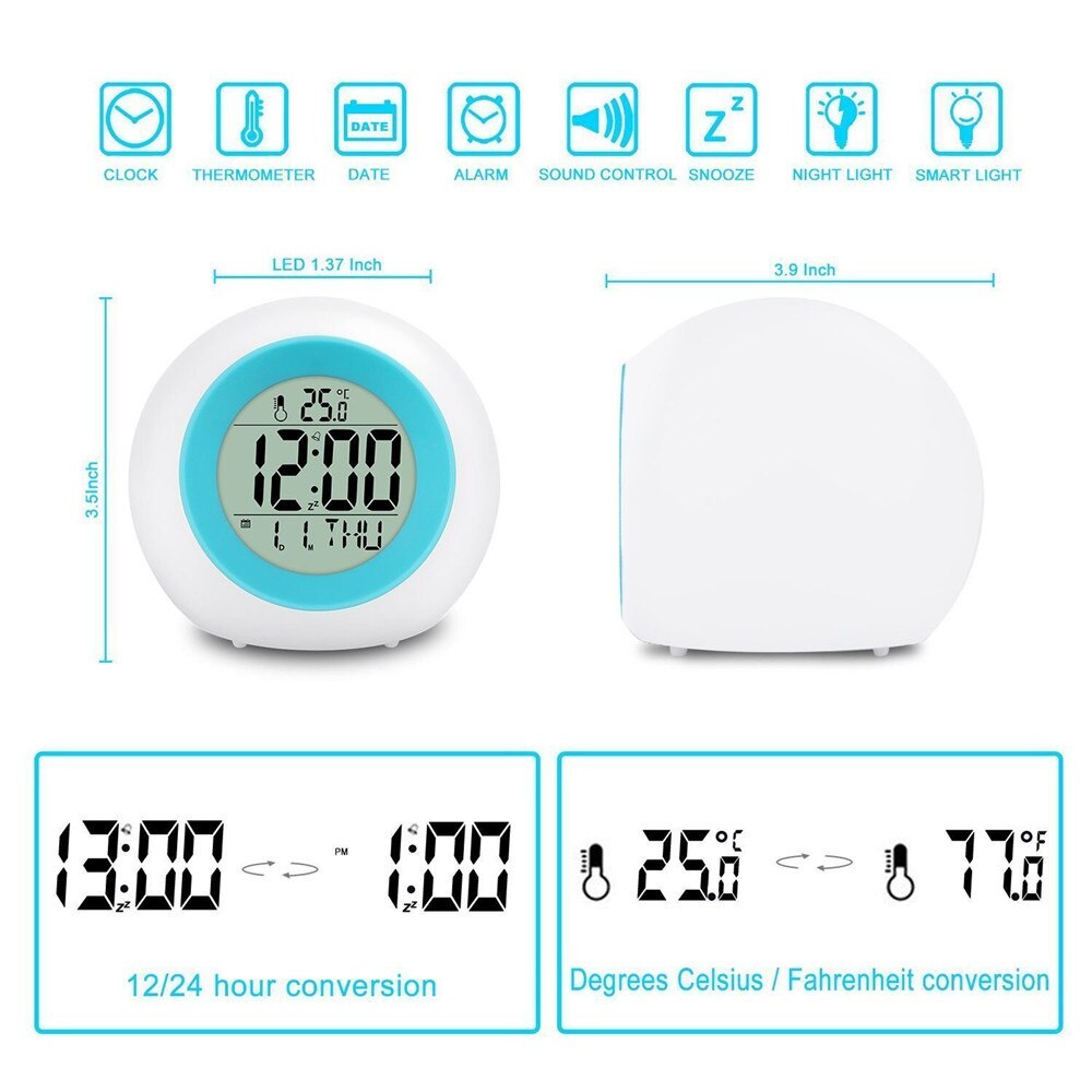 Alarm Clock LED Wake Up Light Digital Clock with Temperature Display And Sound Alarm Clocks