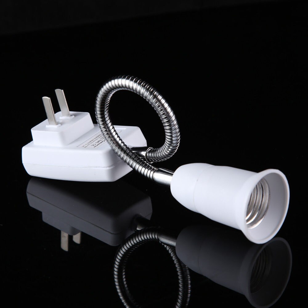 E27 lyspære fatning adapter fleksibel forlænger led lampe base kontakt holder dk/us/eu stik