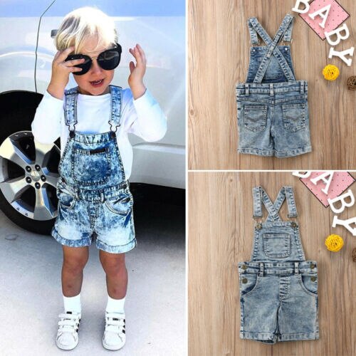 freundlicher Baby Jungen Mädchen Denim Overall Lätzchen Hosen ärmellos Gesamt Gesamt Strampler Sommer freundlicher Kleidung