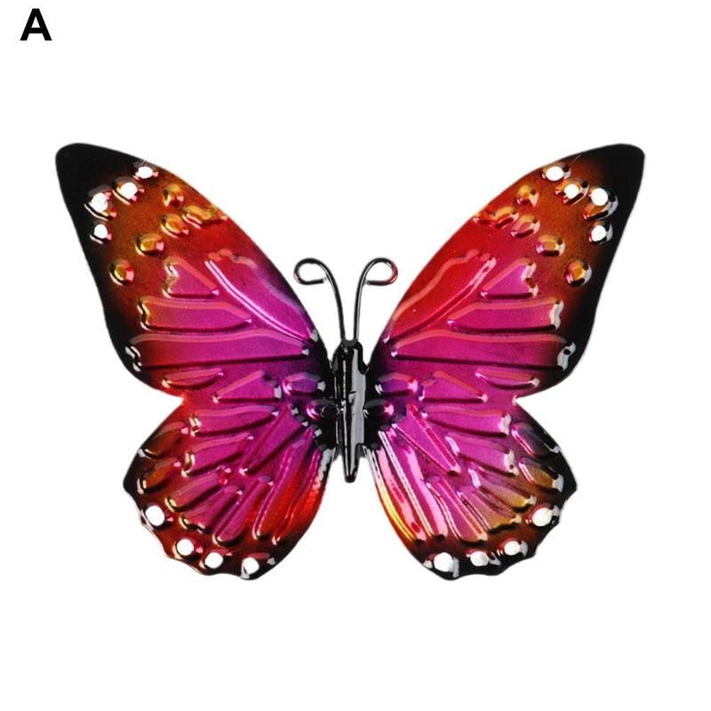 Escultura de decoración de mariposa de Metal 3D, decoración de ventana de pared para jardín al aire libre, miniaturas de animales, ilustraciones, patrón impreso: A