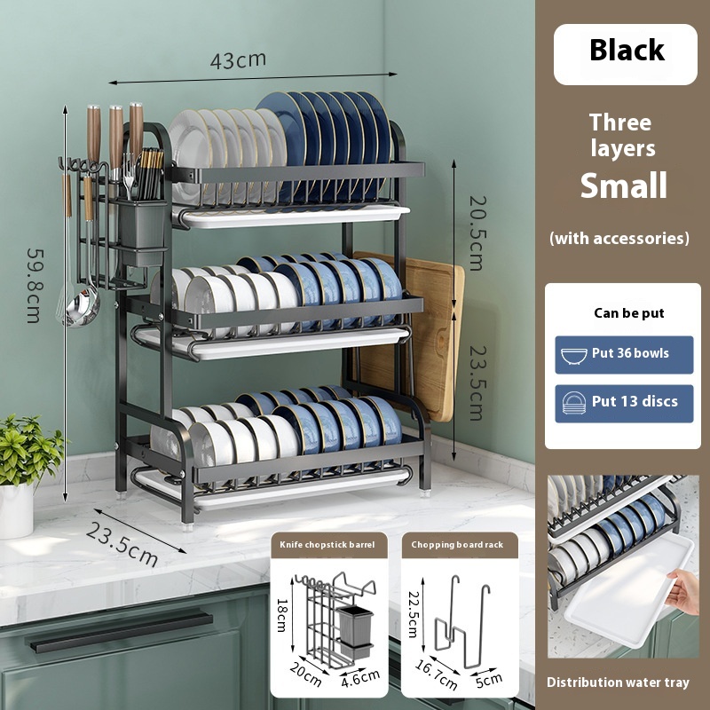 Égouttoir à vaisselle Compact à 3 niveaux, ensemble de égouttoir à vaisselle, grand support égouttoir à vaisselle antirouille, supports de cuisine: jaune clair