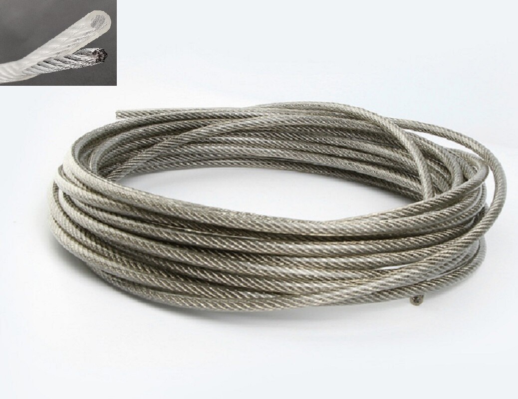 1.5MM--10MM, Transparent galvanized steel wire rope PVC plastic coated greenhouse grape trellis passion fruit soft clothesline