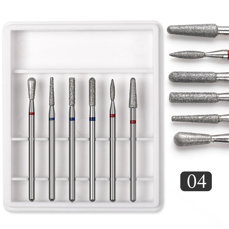 6 Stuks Nagel Boor Set Voor Elektrische Frezen Pedicure Manicure Machine Nail File Slijpen Hoofd Nail Tool Accessoires: 6Pcs Set 4