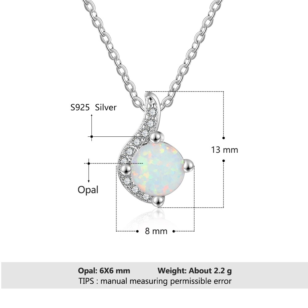 925 Sterling Silber Opal Halsketten & Anhänger Frauen Kette Halsketten mit Zirkon Hochzeit Schmuck für Mädchen (Lam Hub fong)