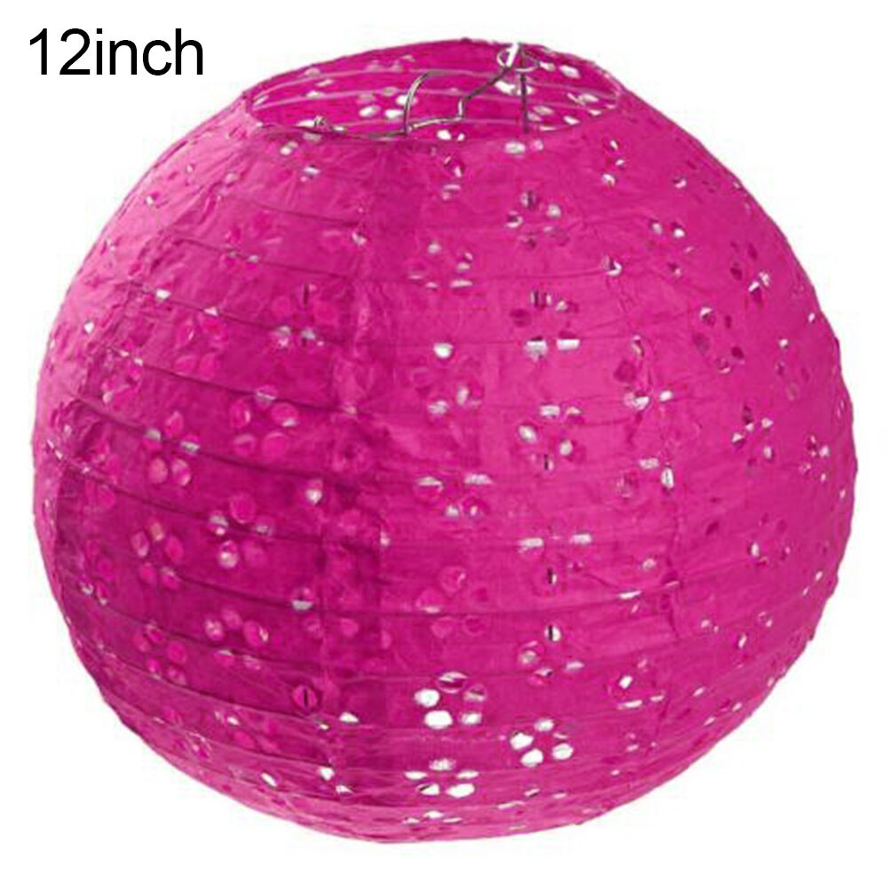 Chinese pruimenbloesem holle hangende papieren lantaarn huwelijksfeestdecoratie: Rozenrood / 12 inch