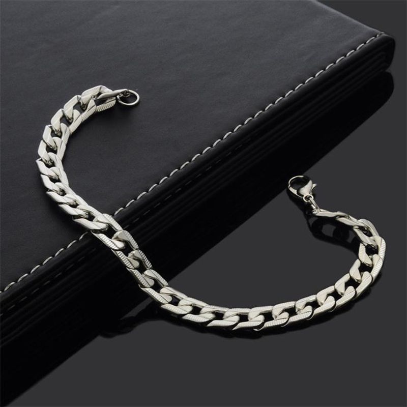 Mannen Roestvrij Stalen Armband 9Mm Breedte Curb Chain Link Armband Mode-sieraden LX9E