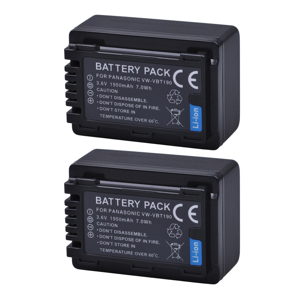 2pc 3.6V 1950mAH VW-VBT190 VW VBT190 Li-ion Battery for Panasonic VW-VBT380 VW VBT380 HC-V110 V130 V160 V180 V201 V210 V230 V250: 2 Battery