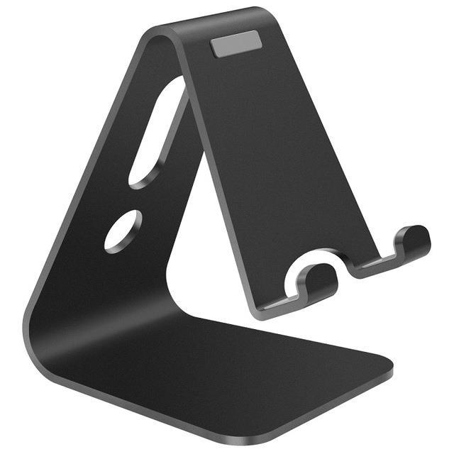Vogek praktisch Halfter Stehen Aluminium Legierung Metall Tablette Ständer Universal- Halfter für iPhone X/8/7/ 6/5 Plus Samsung Telefon/ipad: Schwarz