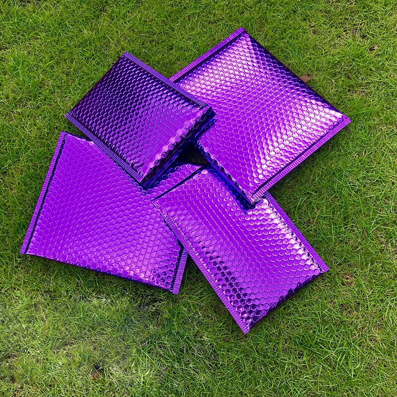 20Pcs Purple Aluminized Film Bubble Mailer Self Seal Adhesive Bags Waterproof Mail Packaging Shockproof Padded Envelope