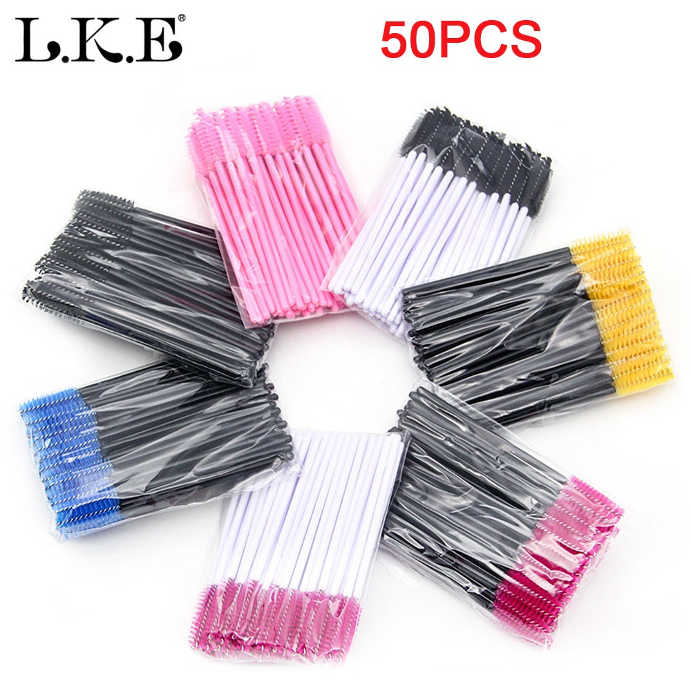 Lke 50 Stuks Wegwerp Wimperborstels Make-Up Mascara Applicator Wand Brush Wimpers Kam Borstels Cosmetische Brush Make-Up Tool