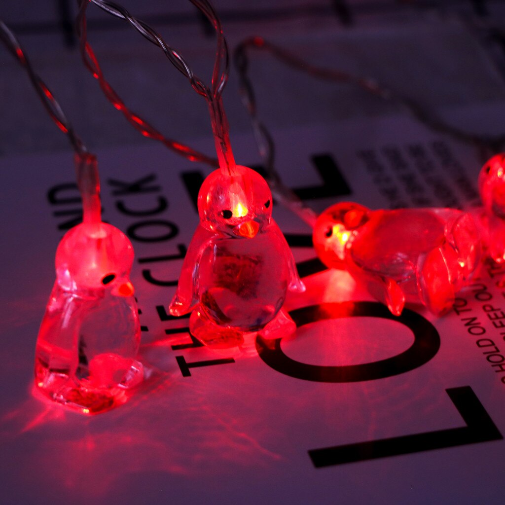 Penguin Animal Shape String Lights 10 LED 1.65M Hanging Lamp Christmas Decorations for Home Merry Christmas Year Decoration: Red