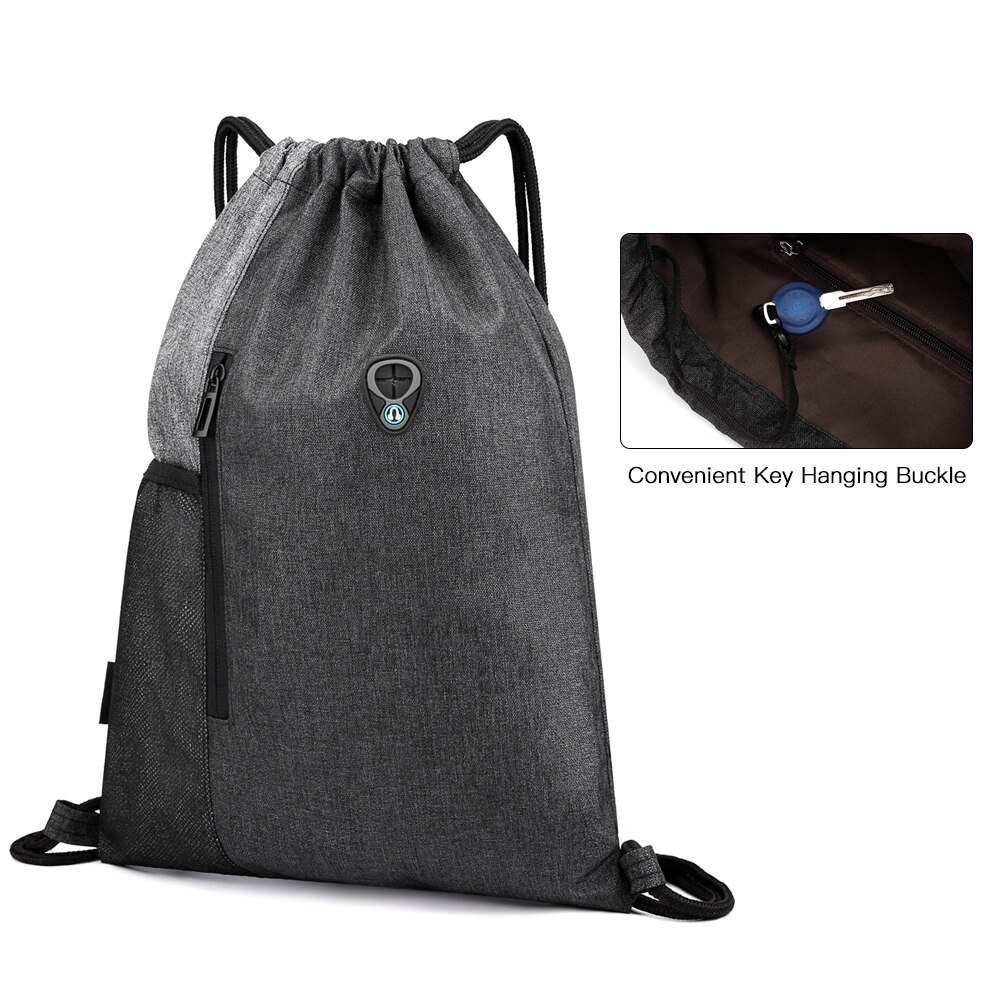 Gym Sack with Earphones Jack Drawstring Backpack Water-resistant Drawstring Bucket Bag Light Sack for Adults and Teenagers Kids