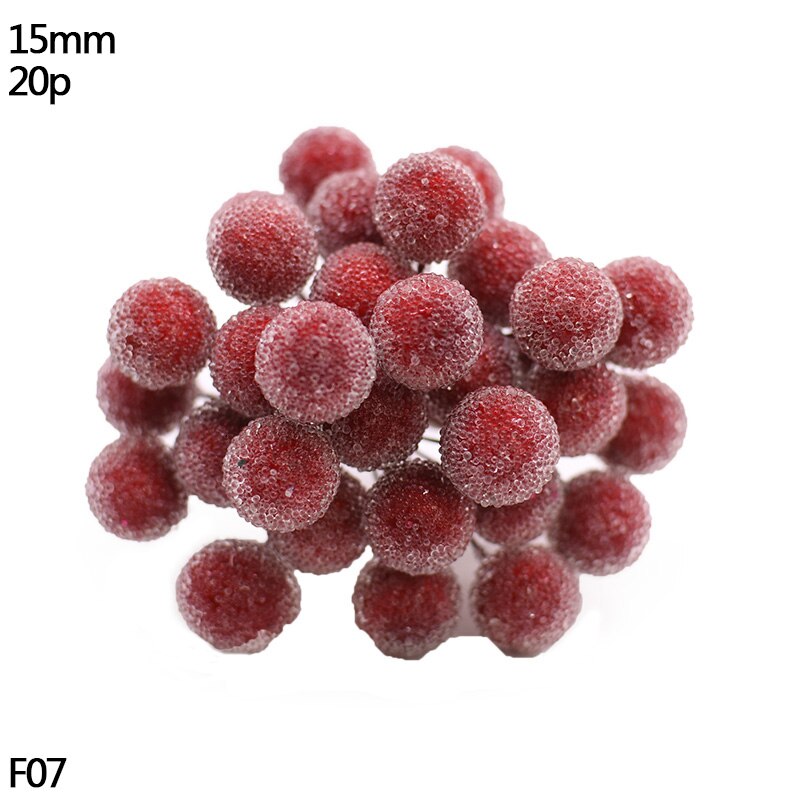 Lot de 1 assortiment de baies de cerisier | Rouge, bricolage, boîte de gâteau de mariage, couronne, décoration de noël du nouvel an: F07