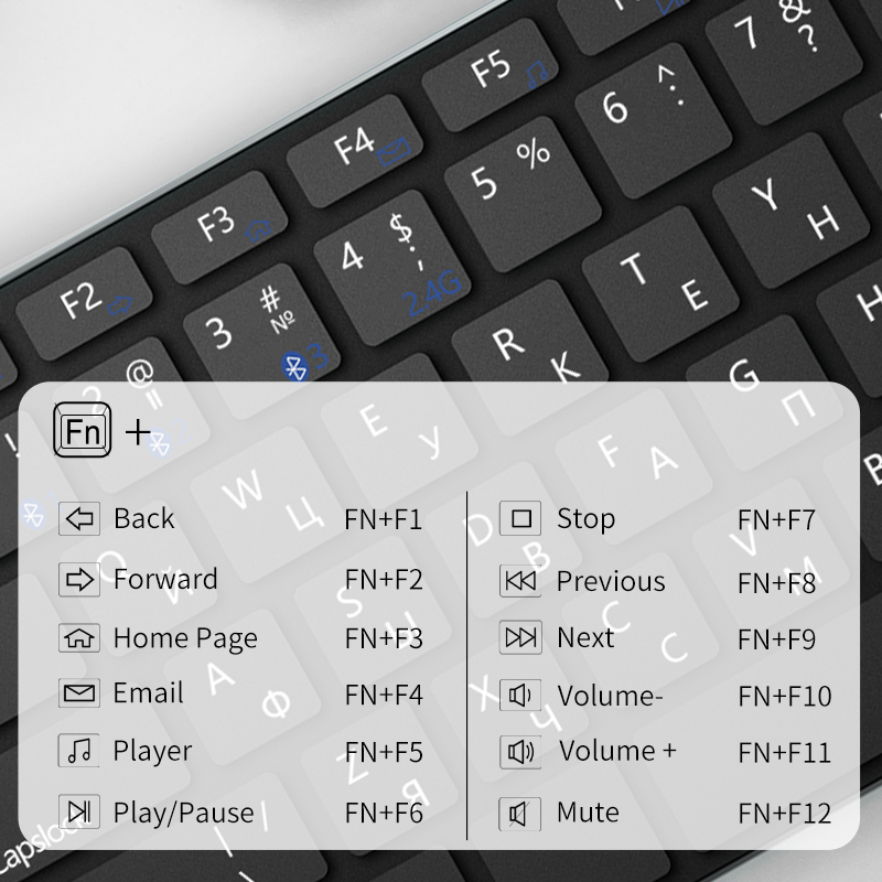 Rapoo – Mini clavier et souris Bluetooth sans fil, 9000M, multi, silencieux, Ultra fin, anglais/russe