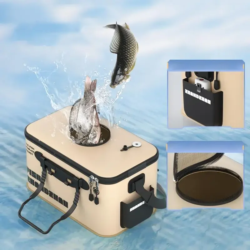 12L-27L Emmer Outdoor Visemmer Opvouwbaar Draagbaar Netto Levende Visemmer EVA Wateremmer voor Wilde Vissen Huishoudelijke Emmer